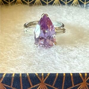 Elegant Purple Gemstone Silver Ring